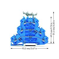 WAGO 2002-3234 Doorgangsklem 3-etages 5.20 mm Spanveer Toewijzing: N, N, N Blauw 50 stuk(s)