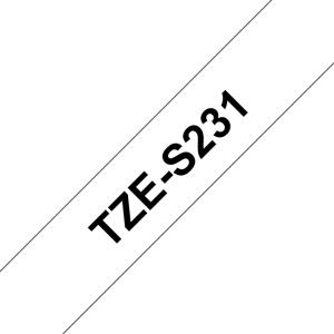 Brother TZe-S231 Labeltape extra sterk klevend Tapekleur: Wit Tekstkleur: Zwart 12 mm 8 m