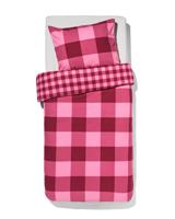 HEMA Dekbedovertrek Flanel 140x200/220 Ruit Roze Rood (rood)