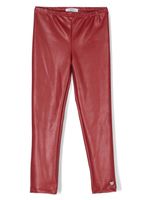 Monnalisa pantalon en cuir artificiel à plaque logo - Rouge