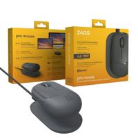 ZAGG Pro Mouse W/draadloos oplaadpad, universeel, geen batterijen, opladen bij gebruik, houtskool