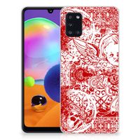 Silicone Back Case Samsung Galaxy A31 Angel Skull Rood