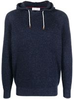 Brunello Cucinelli hoodie nervuré à lien de resserrage - Bleu