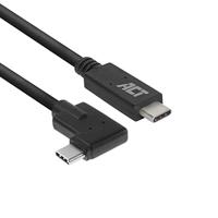 ACT USB C kabel 1m Haaks, 90 Graden Kabel USB 3.0, PD 60W USB C Snellaadkabel, 5Gbps Datasnelheid - AC7406