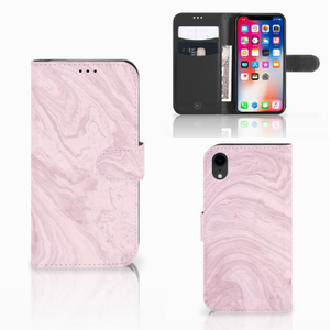 Apple iPhone Xr Bookcase Marble Pink - Origineel Cadeau Vriendin