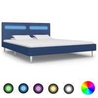 Bedframe met LED stof blauw 180x200 cm