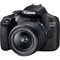 Canon EOS-2000D Digitale spiegelreflexcamera Incl. EF-S 18-55 mm IS II lens 24.1 Mpix Zwart Optische zoeker, Met ingebouwde flitser, WiFi, Full-HD