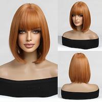 Cosplay kostuum pruik Springerige krullen Bobkapsel Strakke pony Met pony Pruik 35.6 cm Synthetisch haar Dames Elastisch Aanbiddelijk Comfortabel Oranje Lightinthebox