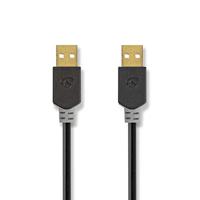 Nedis USB naar USB kabel - USB2.0 - tot 2A / zwart - 2 meter