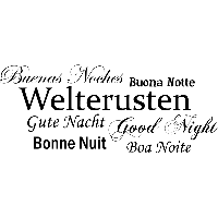 Welterusten in 7 talen - Muursticker