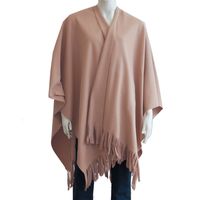 Luxe omslagdoek/poncho - roze - 180 x 140 cm - fleece - Dameskleding accessoires One size  - - thumbnail