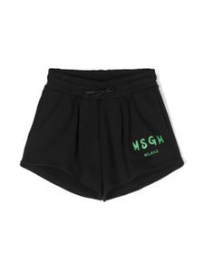 MSGM Kids short de sport en coton à logo imprimé - Noir