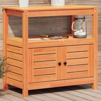 VidaXL Oppottafel met schappen 82,5x45x81 cm massief grenenhout bruin