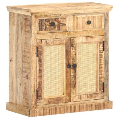 vidaXL Dressoir 65x32x70 cm massief mangohout en natuurlijk riet