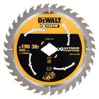 DeWalt Accessoires Extreme Runtime Cirkelzaagblad voor DCS577 190mm 36T (ruitvormig asgat) - DT40271-QZ