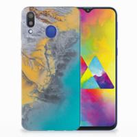 Samsung Galaxy M20 (Power) TPU Siliconen Hoesje Marble Blue Gold