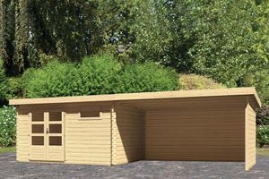 Woodfeeling | Tuinhuis Bastrup 8 met Overkapping 4,0, Zij- en Achterwand