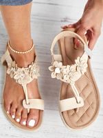 Appliques Decor Rhinestone Detail Toe Post Thong Sandals