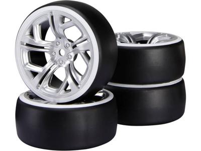 Reely 1:10 Straatmodel Complete wielen Drift Y-spaken Zilver 1 stuk(s)