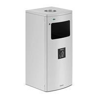 ulsonix ULX-GB23 Afvalemmer rechthoekig met asbak roestvrij staal verzinkt staal zilveren prullenbak