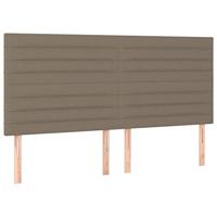 vidaXL Hoofdbord LED 180x5x118/128 cm stof taupe, hoofdeinde, houten hoofdeinde, bedonderdeel, houten hoofdbord, slaapkamermeubel, bedaccessoire