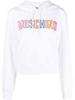 Moschino hoodie crop à logo brodé - Blanc