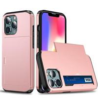 iPhone 13 Pro Max Hybrid Case with Sliding Card Slot - Rose Gold - thumbnail