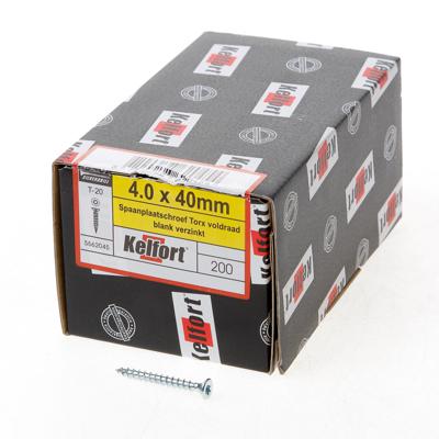 Kelfort Spaanplaatschroef platverzonken kop verzinkt T20 voldraad 4.0 x 40mm Kelfort Spaanplaatschroef platverzonken kop verzinkt T20 voldraad 4.0 x 40mm