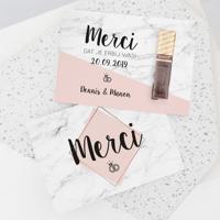 Merci marmer pastel roze bedankje