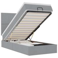 vidaXL Ottoman bed met matras 90x200cm stof lichtgrijs, bedframe, ottoman bedframe, bedframe met opbergruimte onder het bed, bedframe met opbergruimte