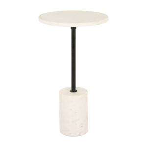 Richmond Ronde Bijzettafel Misty Marmer, 30cm - Wit