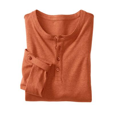 Henley-shirt met oprolmouwen van hennep-katoenmix, klei S