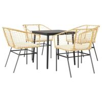 vidaXL 5-delige Tuinset met kussens poly rattan glas bruin