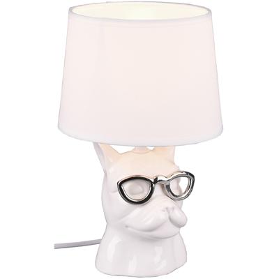 LED Tafellamp - Tafelverlichting - Trion Domino - E14 Fitting - Rond - Mat Wit - Keramiek