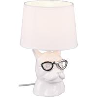 LED Tafellamp - Tafelverlichting - Trion Domino - E14 Fitting - Rond - Mat Wit - Keramiek