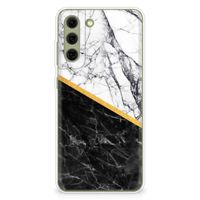 Samsung Galaxy S21FE TPU Siliconen Hoesje Marmer Wit Zwart - Origineel Cadeau Man