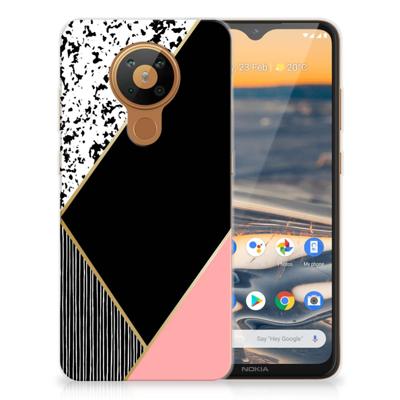 Nokia 5.3 TPU Hoesje Zwart Roze Vormen