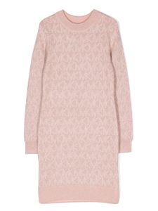 Michael Kors Kids robe en maille métallisée à motif monogrammé - Rose