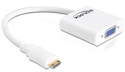 DeLOCK 65348 kabeladapter/verloopstukje 19-p HDMI-mini C M 15-p VGA F Wit DeLOCK 65348 kabeladapter/verloopstukje 19-p HDMI-mini C M 15-p VGA F Wit