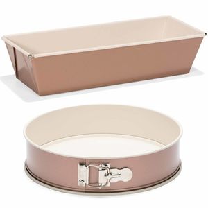 Set van 2x rose gouden bakvormen voor cake en taart 25 en 22 cm