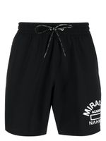 Nahmias short de bain à logo imprimé - Noir