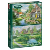 Falcon legpuzzel Riverside Cottages 2 x 500 stukjes