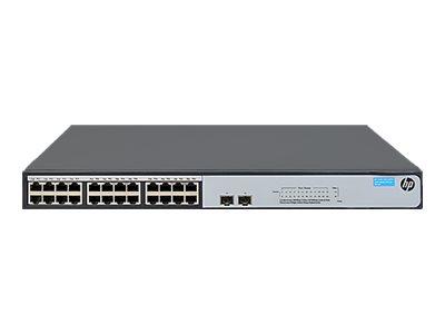 HPE 1420-24G-2SFP+ 10G Uplink Switch - Switch - onbeheerd - 24 x 101001000 + 2 x 1 Gigabit 10 Gigabit SFP+ - desktop, rack-uitvoering HPE 1420-24G-2SFP+ 10G Uplink Switch - Switch - onbeheerd - 24 x 101001000 + 2 x 1 Gigabit 10 Gigabit SFP+ - desktop, rack-uitvoering