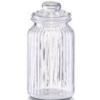 Zeller Voorraadpot - glas - rond - strepen - 1,2L - 11x22 cm - bewaarpot   -