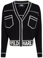 Karl Lagerfeld cardigan crop à logo en intarsia - Noir - thumbnail