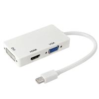 Mini DisplayPort Male naar HDMI + VGA + DVI Female Adapter Converter Cable voor Mac Book Pro Air, kabellengte: 17cm (wit)