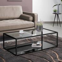 Kave Home Salontafel Blackhill Glas met zwart frame, 110 x 60cm - Vierkant - thumbnail