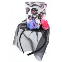 Arti Casa Haarband Hoed Schedels Met Sluier 22 Cm Wit