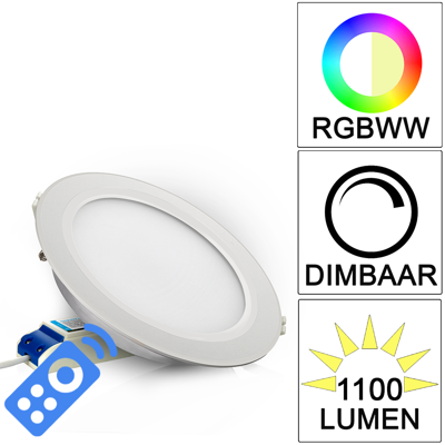Milight RGBWW led inbouwspot set 12 Watt met afstandsbediening