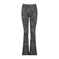 CoolCat Junior flared broek Philou met panterprint groen/grijs